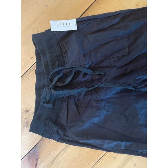 NWT! Risen L.A. womens black drawstring jogger pants. Medium. Linen Blend. - Picture 3 of 8